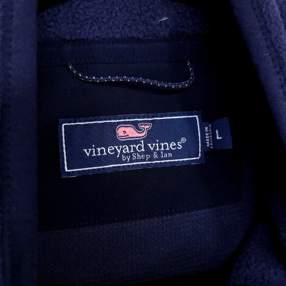 Vineyard Vines Fleece Vest Men's Size Large Harbor Full Zip Blue Pockets Mock - Picture 6 of 12